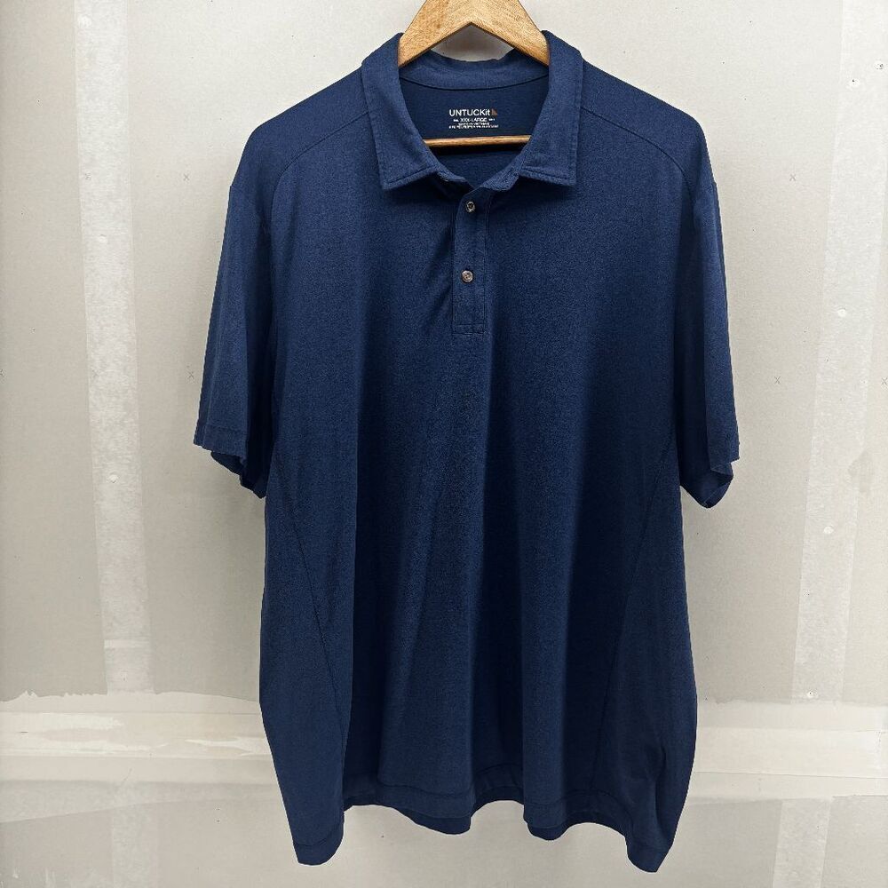 UNTUCKit Mens Clavidor Polo Size XXXL Short Sleeve Navy Blue 3XL Stretch EUC